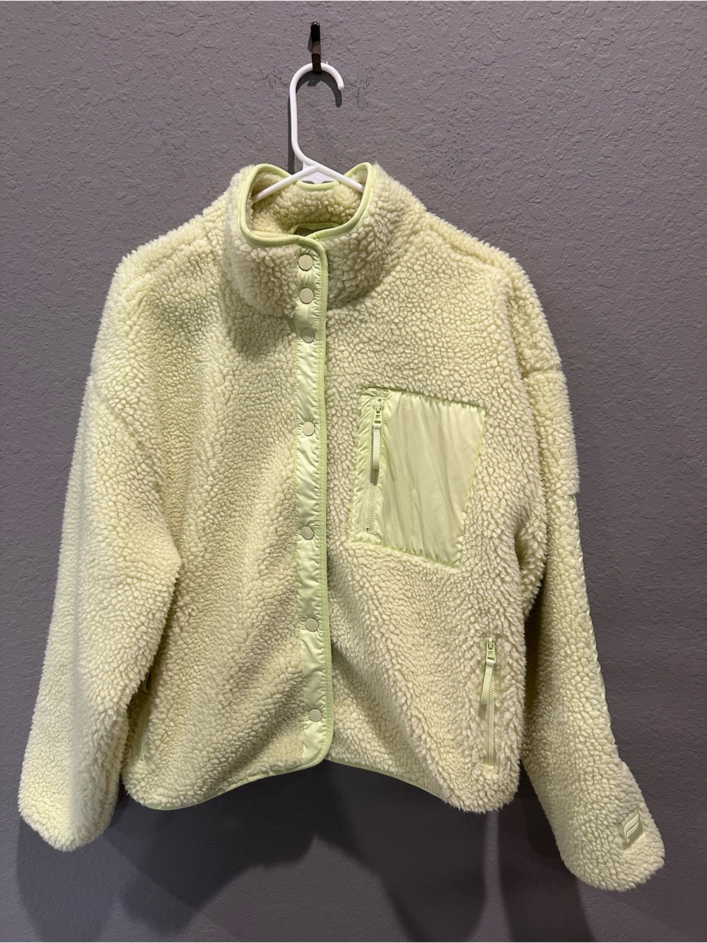 Fabletics teddy sherpa jacket Sz M lime green/yellow GUC